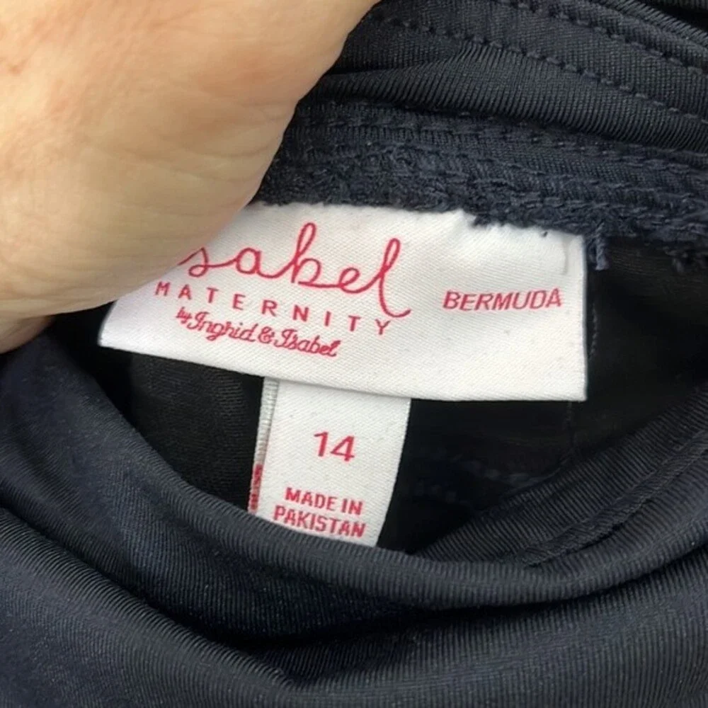 Isabel Maternity Bermuda Cut Off Denim Shorts Black Size 14 NWT